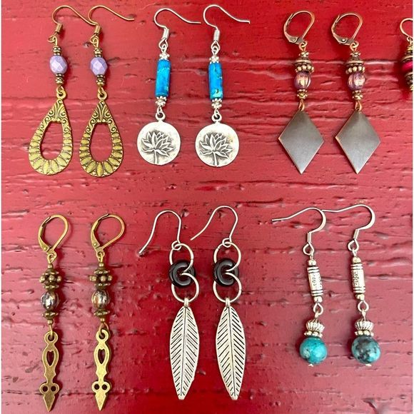 Earring Lot 10 Pair Hand Crafted Artisan Earrings Bohemian Earrings NEW # 193 - Picture 3 of 5